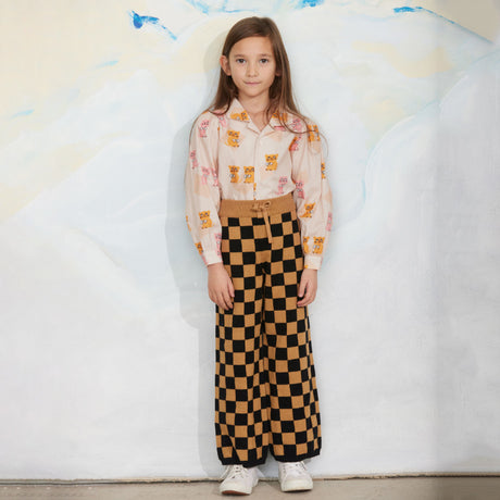 Mini Rodini - Chess check knit trousers - brown | Scout & Co
