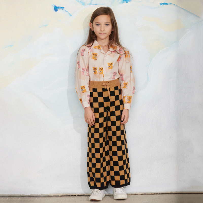 Mini Rodini - Chess check knit trousers - brown | Scout & Co
