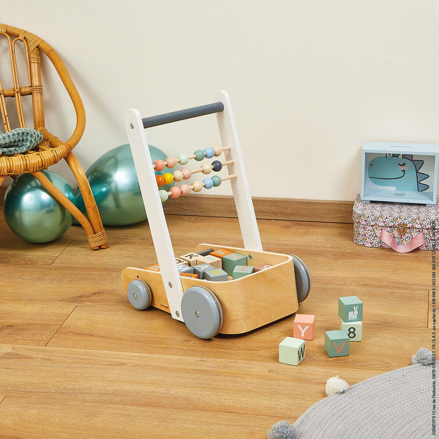 Janod - Wooden cart with ABC blocks | Scout & Co