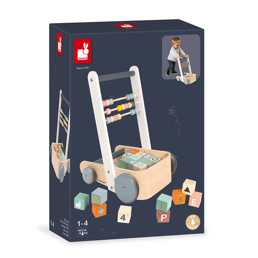 Janod - Wooden cart with ABC blocks | Scout & Co
