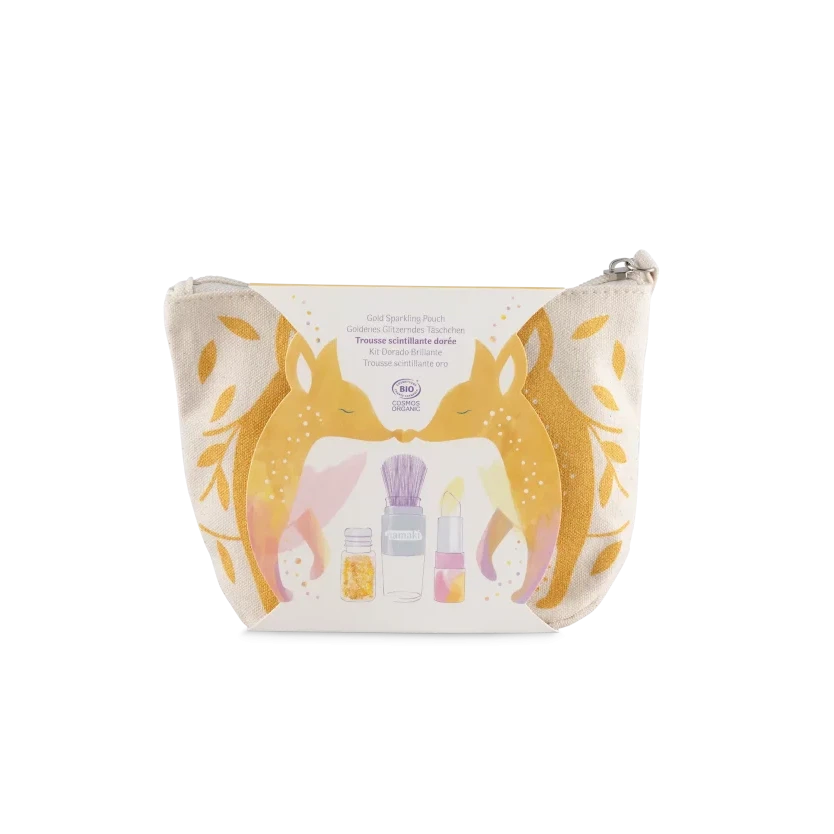 Namaki - Gold Sparkling Fox pouch gift set - organic make-up for kids | Scout & Co