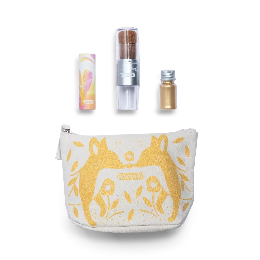 Namaki - Gold Sparkling Fox pouch gift set - organic make-up for kids | Scout & Co