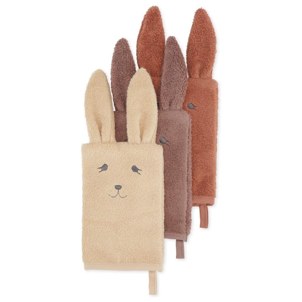 Konges Sløjd - Animal washcloths 3 pack - Bunny | Scout & Co