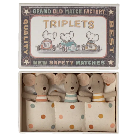Maileg - Baby mice triplets in box - spotty bedding | Scout & Co