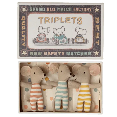 Maileg - Baby mice triplets in box - spotty bedding | Scout & Co