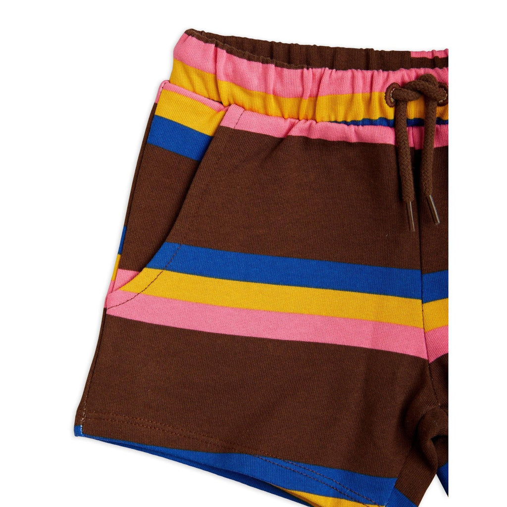 Mini Rodini - Stripe sweatshorts - brown | Scout & Co