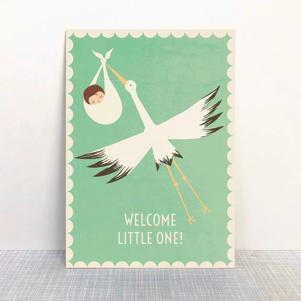 Monimari - Welcome Little One new baby postcard - green | Scout & Co
