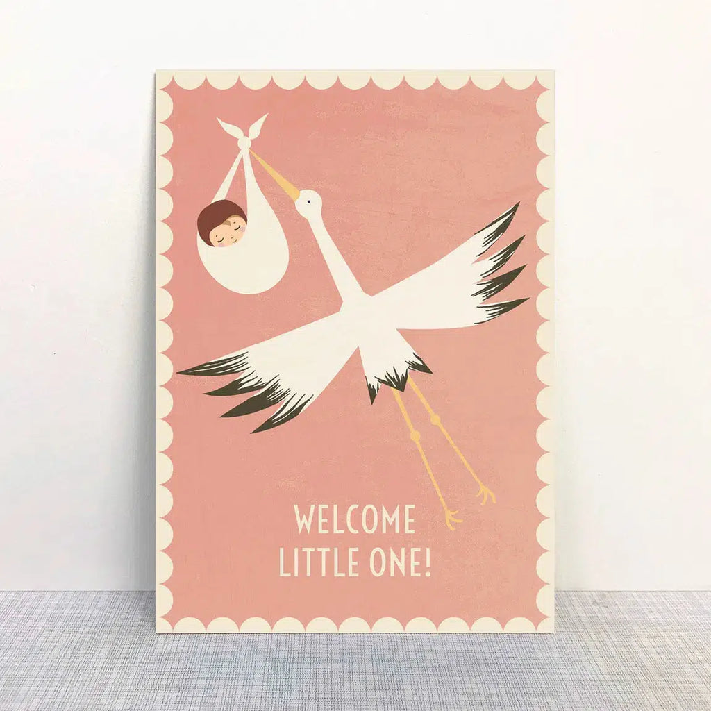 Monimari - Welcome Little One new baby postcard - red | Scout & Co
