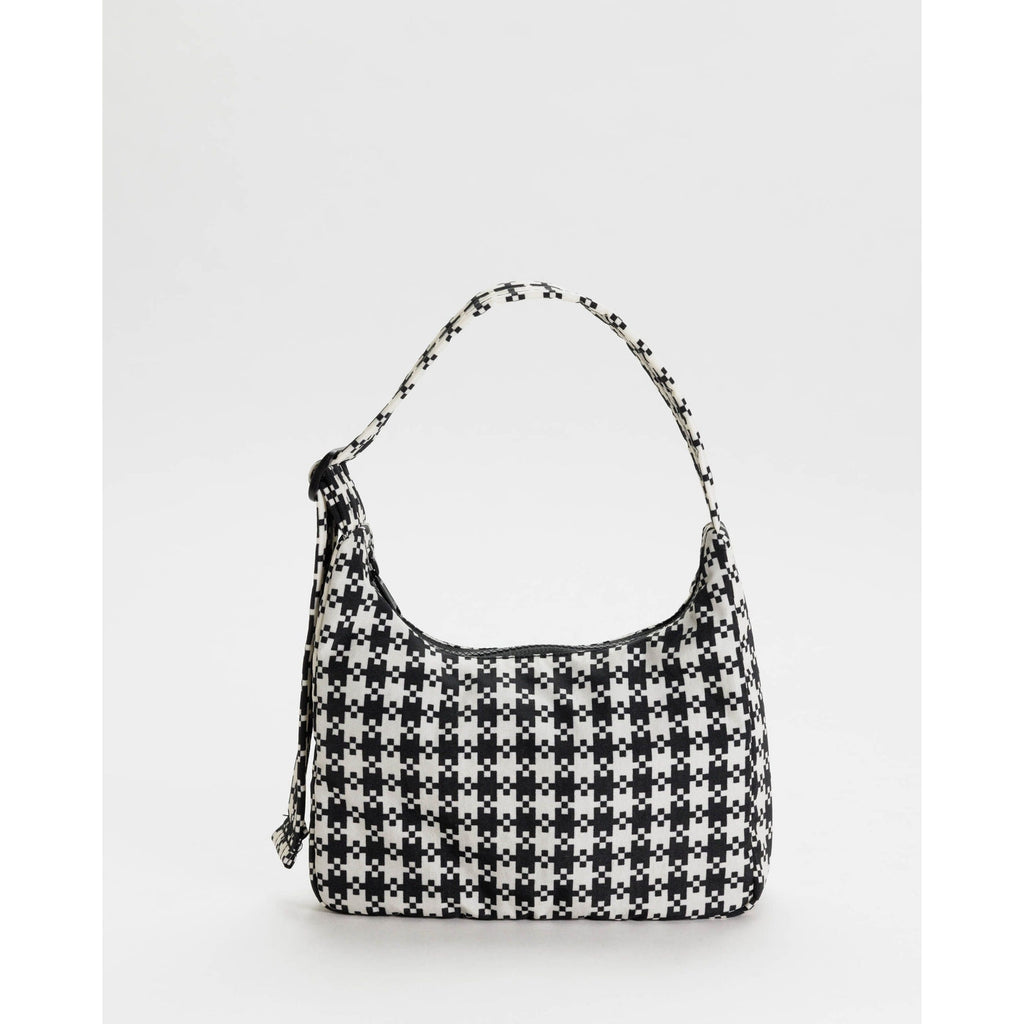 Baggu – Mini Nylon Shoulder bag - Black & White Pixel Gingham | Scout & Co