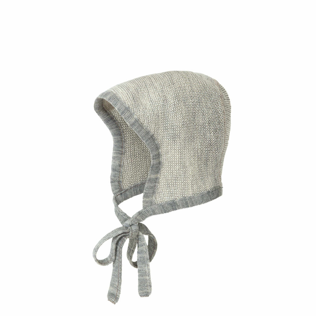 Disana - Baby knitted bonnet hat - Grey / Natural | Scout & Co