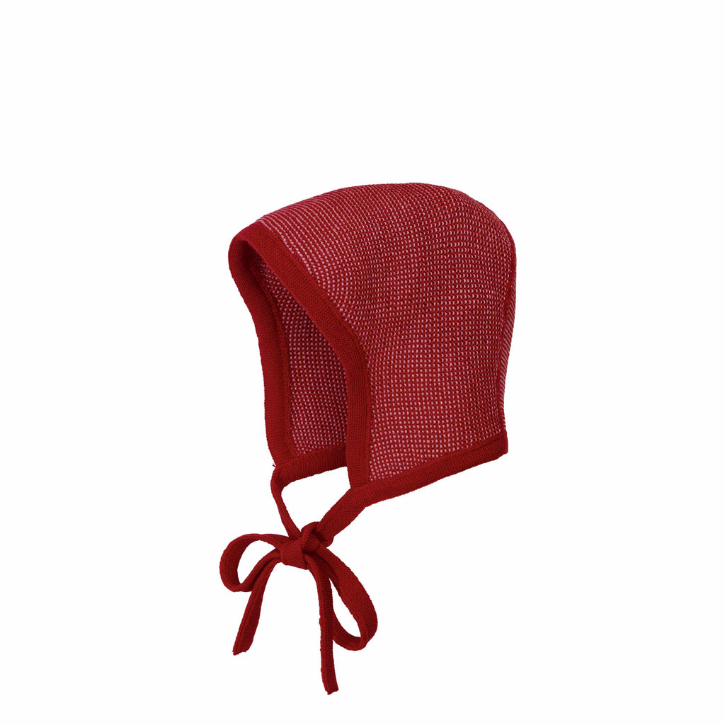 Disana - Baby knitted bonnet hat - Bordeaux / Rose | Scout & Co