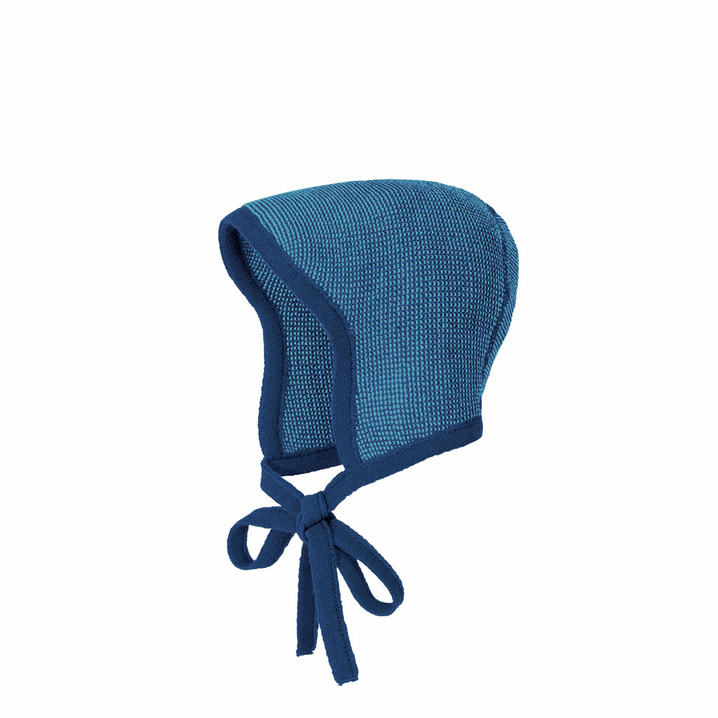 Disana - Baby knitted bonnet hat - Navy / Lagoon | Scout & Co