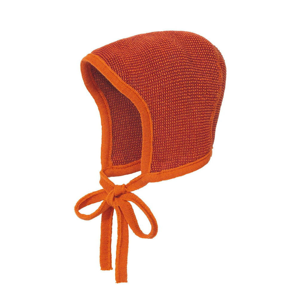 Disana - Baby knitted bonnet hat - Orange / Bordeaux | Scout & Co