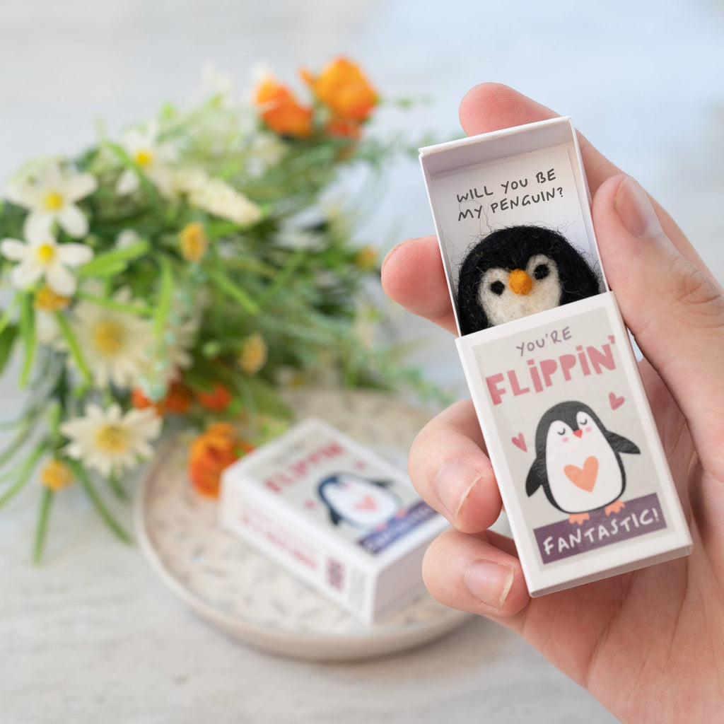 You're Flippin' Fantastic Wool Felt Penguin In A Matchbox | Scout & Co