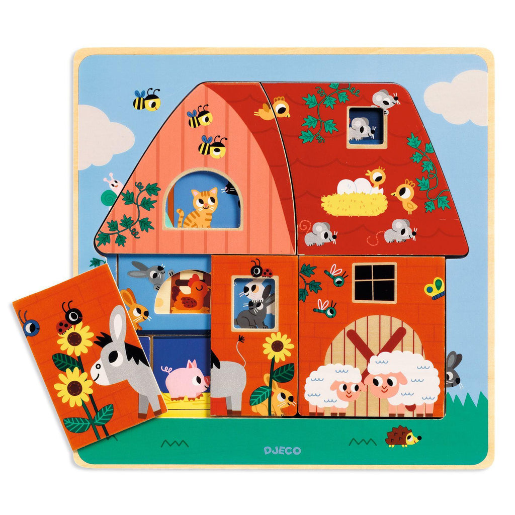 Djeco - Chez Moo 3 layers wooden puzzle | Scout & Co