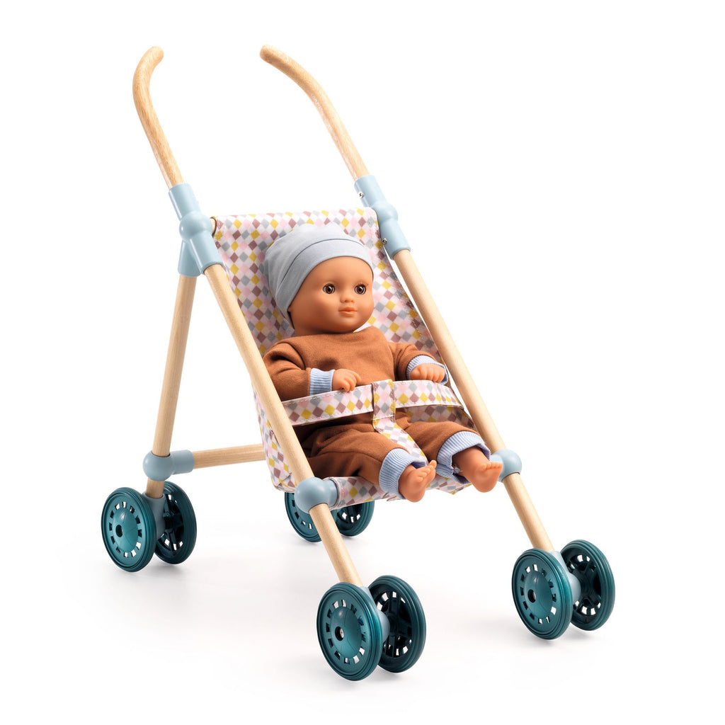 Djeco - Toddler doll wooden stroller - Little Cubes | Scout & Co