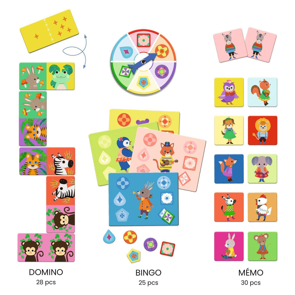 Djeco - Little Friends bingo, memo & dominoes game | Scout & Co
