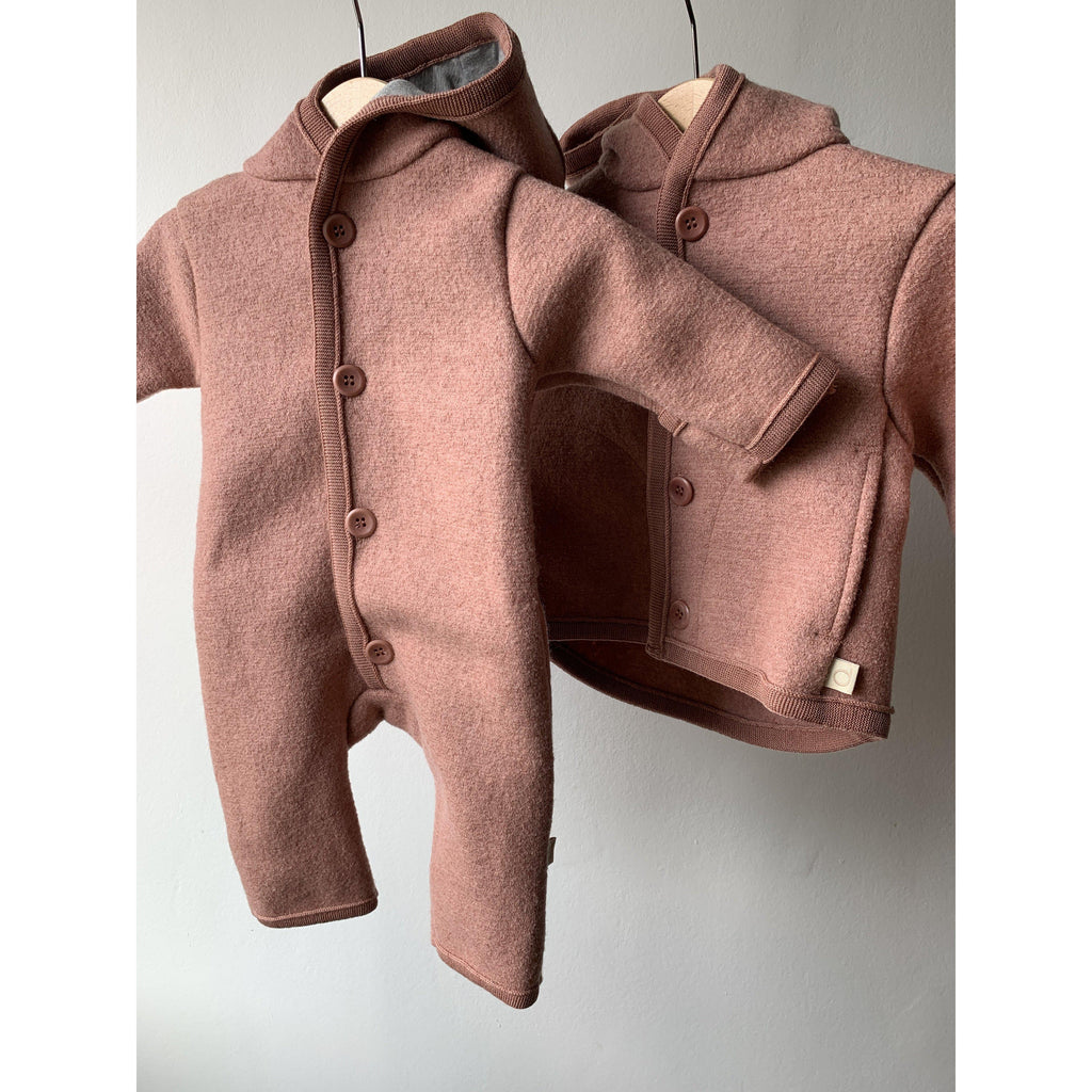 Disana - Boiled merino wool overalls - Rose pink | Scout & Co