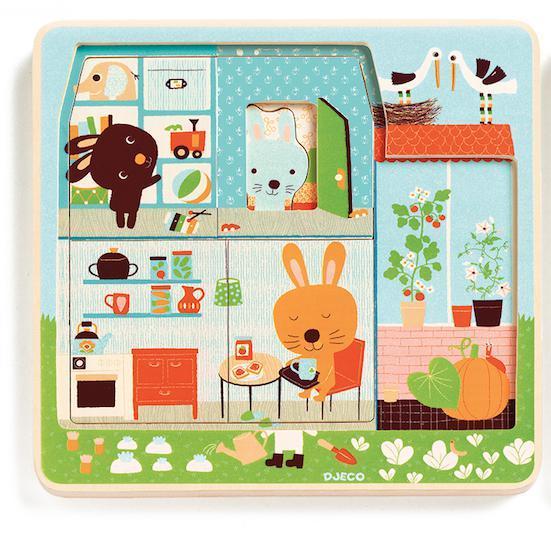 Djeco - Chez Carot 3 layers wooden puzzle | Scout & Co