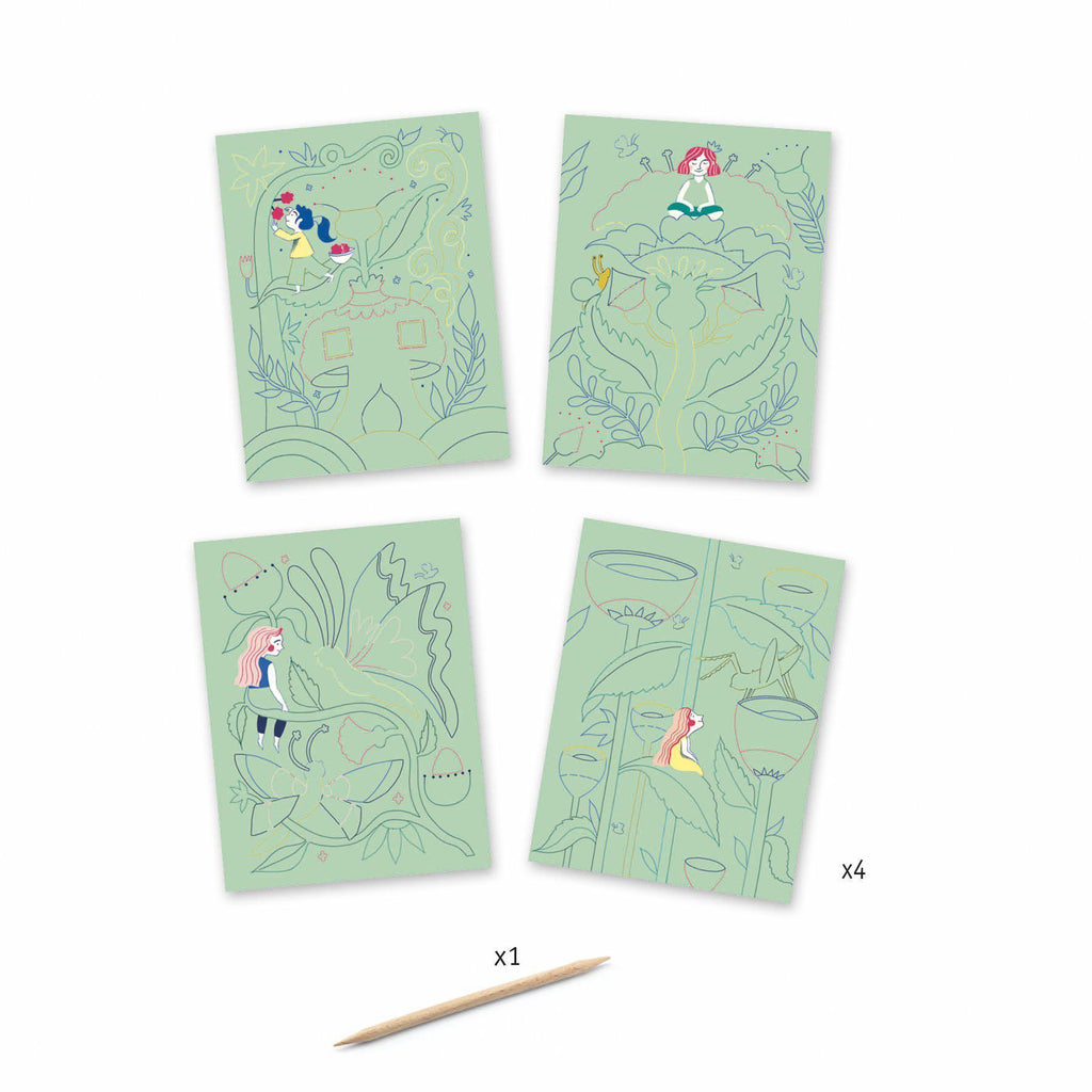 Djeco - Fantasy Garden pastel scratch boards | Scout & Co