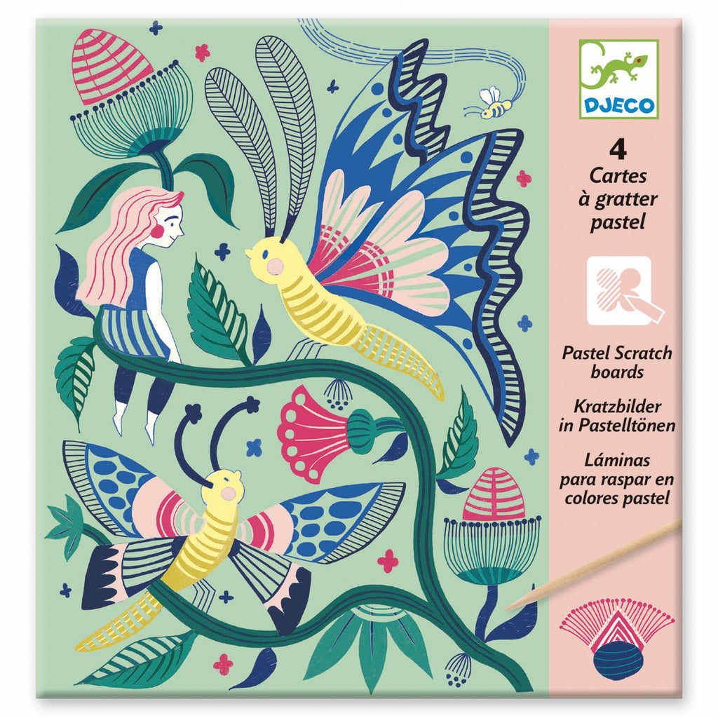 Djeco - Fantasy Garden pastel scratch boards | Scout & Co