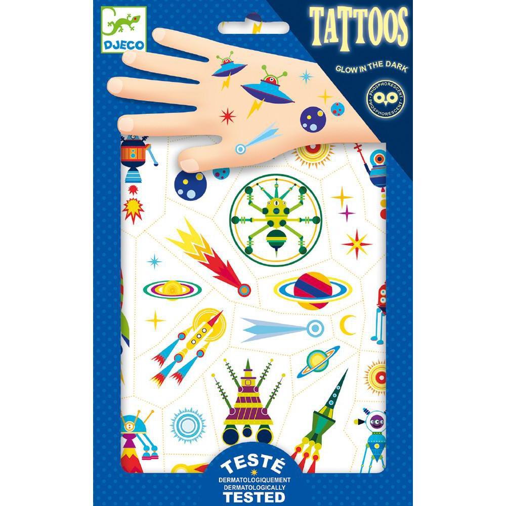 Djeco - Space Oddity glow-in-the-dark temporary tattoos | Scout & Co