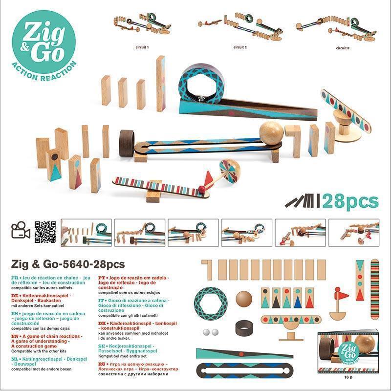 Djeco - Zig & Go Action Reaction Construction Game - 28 pieces | Scout & Co