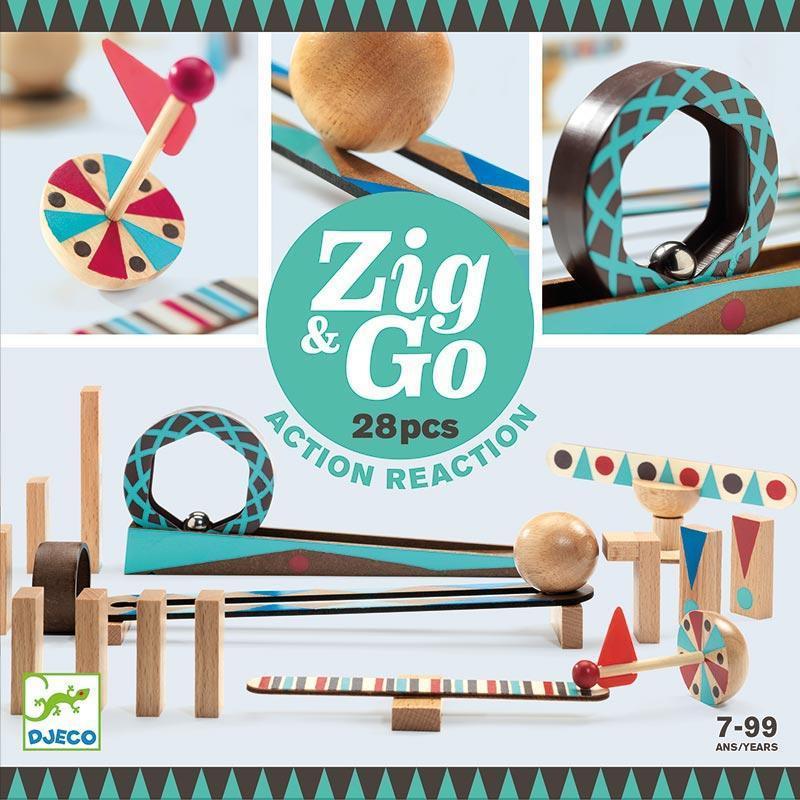 Djeco - Zig & Go Action Reaction Construction Game - 28 pieces | Scout & Co