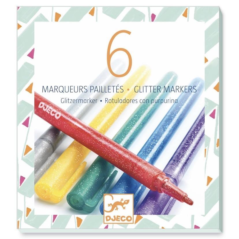 Djeco - glitter markers set of 6 - classic | Scout & Co