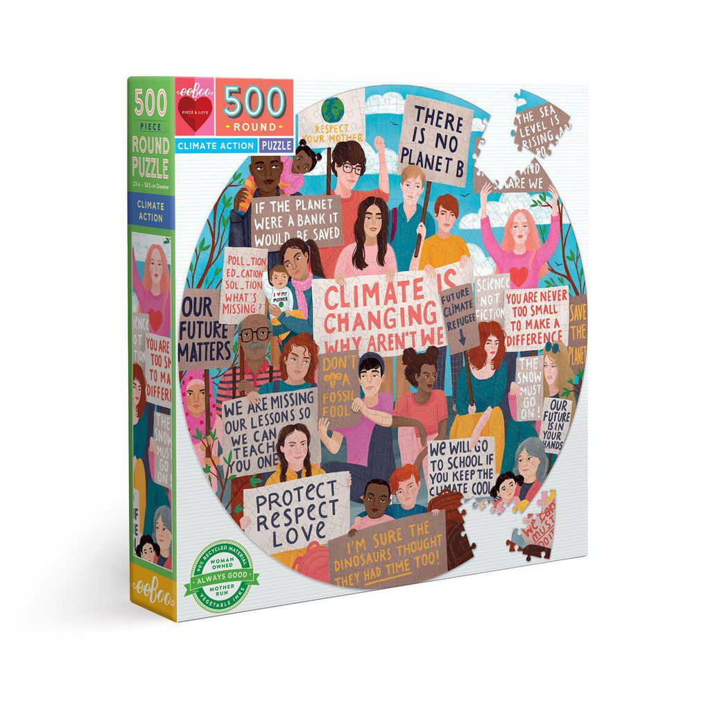 Eeboo - Climate Action 500 piece round jigsaw puzzle | Scout & Co