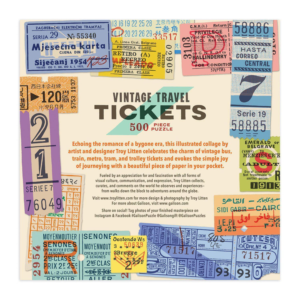 Galison - Vintage Travel Tickets jigsaw puzzle - 500 pieces | Scout & Co