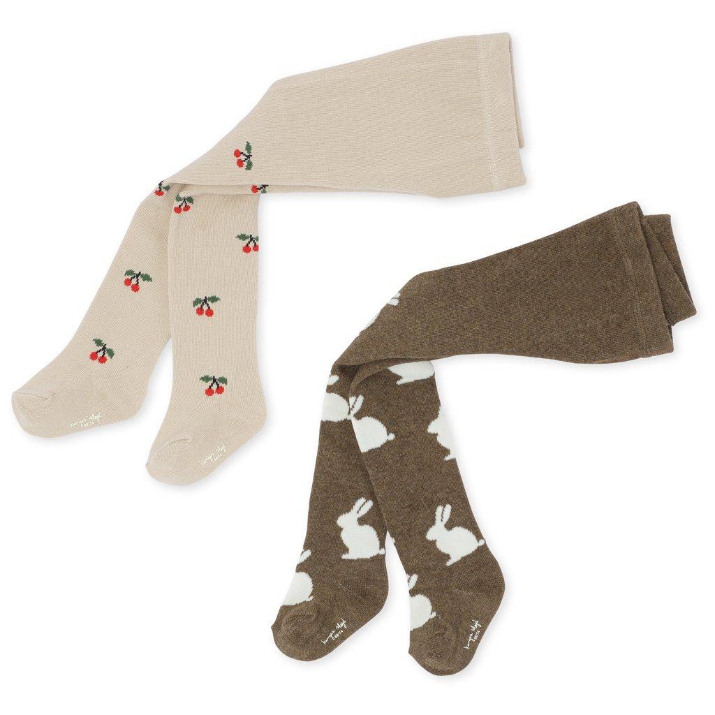 Konges Sløjd - Jacquard tights - set of 2 - Bunny / Cherry | Scout & Co