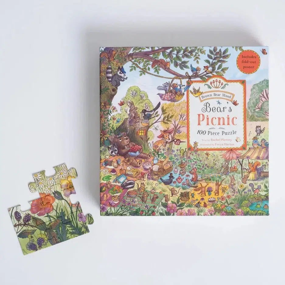 Brown Bear Wood: Bear's Picnic 100-piece jigsaw puzzle - Rachel Piercey | Scout & Co