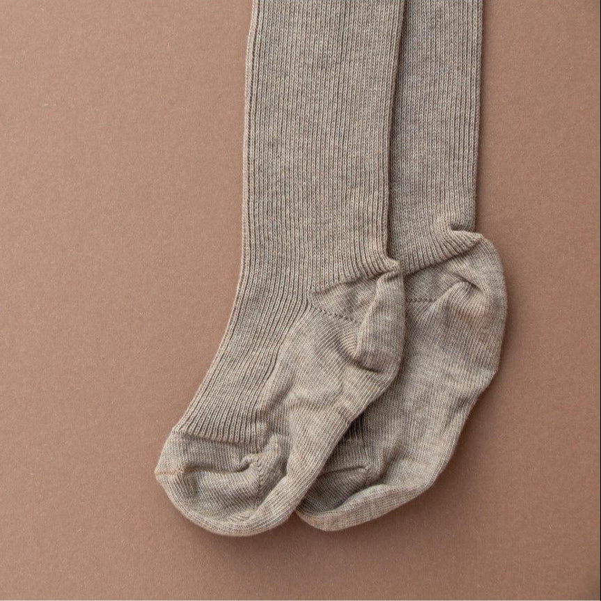 Silly Silas - Footed cotton tights with braces - Peanut Blend | Scout & Co