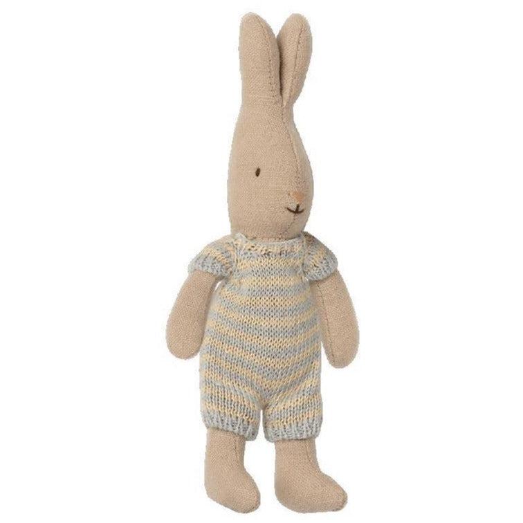 Maileg - Micro rabbit soft toy - pale blue stripes | Scout & Co