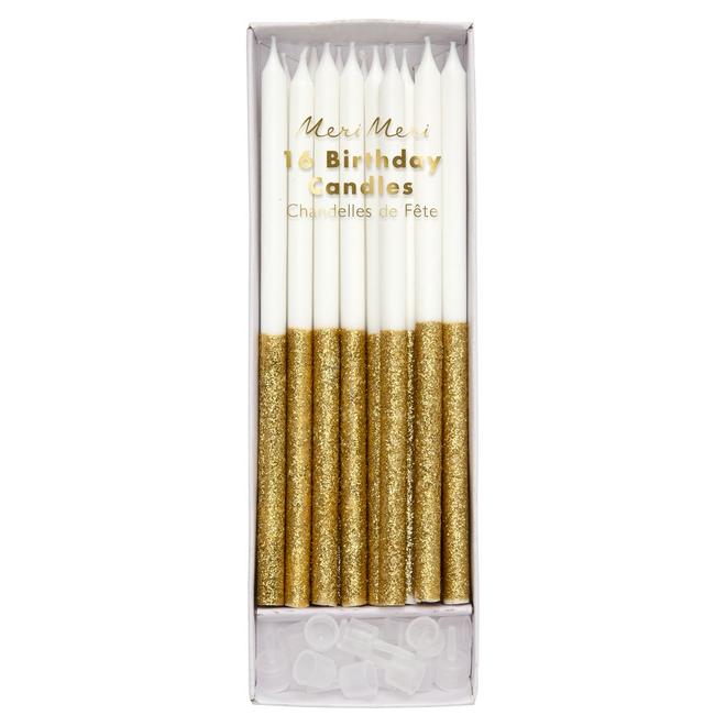 Meri Meri - Gold glitter dipped candles | Scout & Co