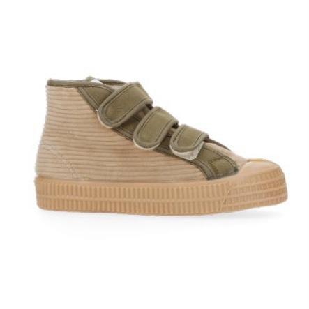 Novesta - Star Dribble Kid Velcro Corduroy shoes - Beige / Military Green | Scout & Co