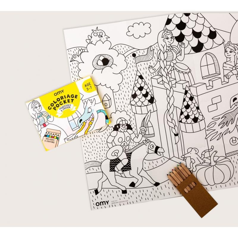 OMY - Pocket Colouring - Princesses & Dragons | Scout & Co