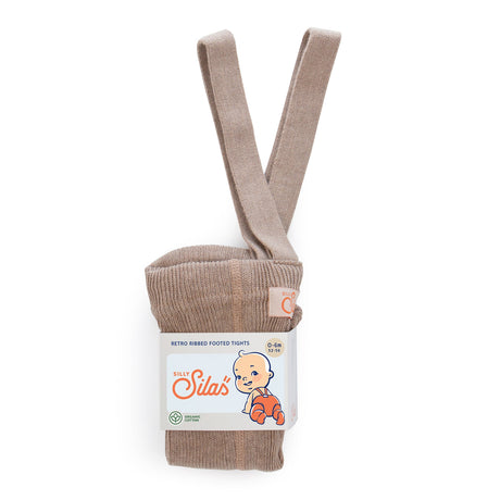 Silly Silas - Footed cotton tights with braces - Peanut Blend | Scout & Co