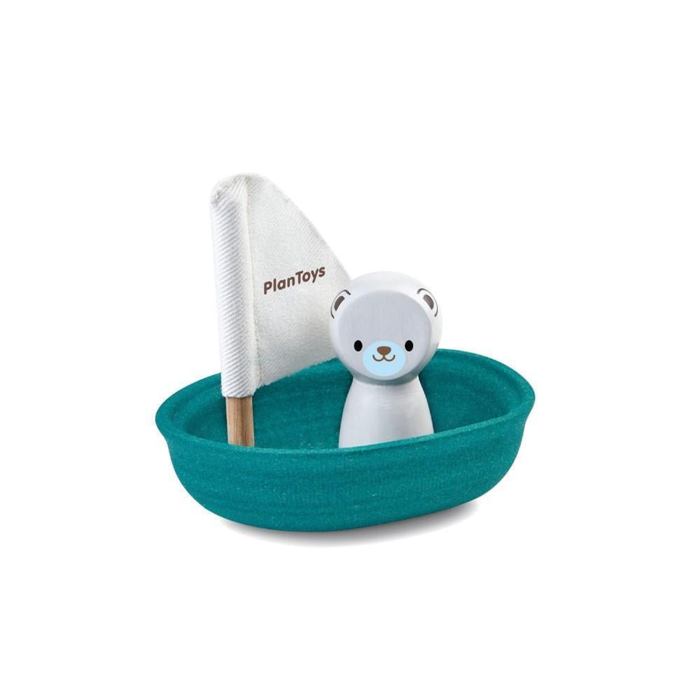 Plan Toys - Sailing boat bath toy - polar bear | Scout & Co