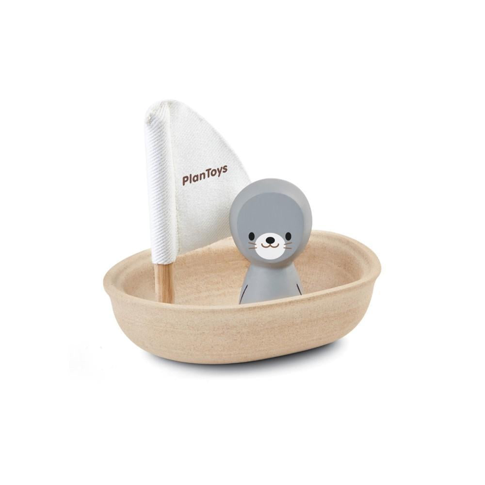 Plan Toys - Sailing boat bath toy - seal | Scout & Co