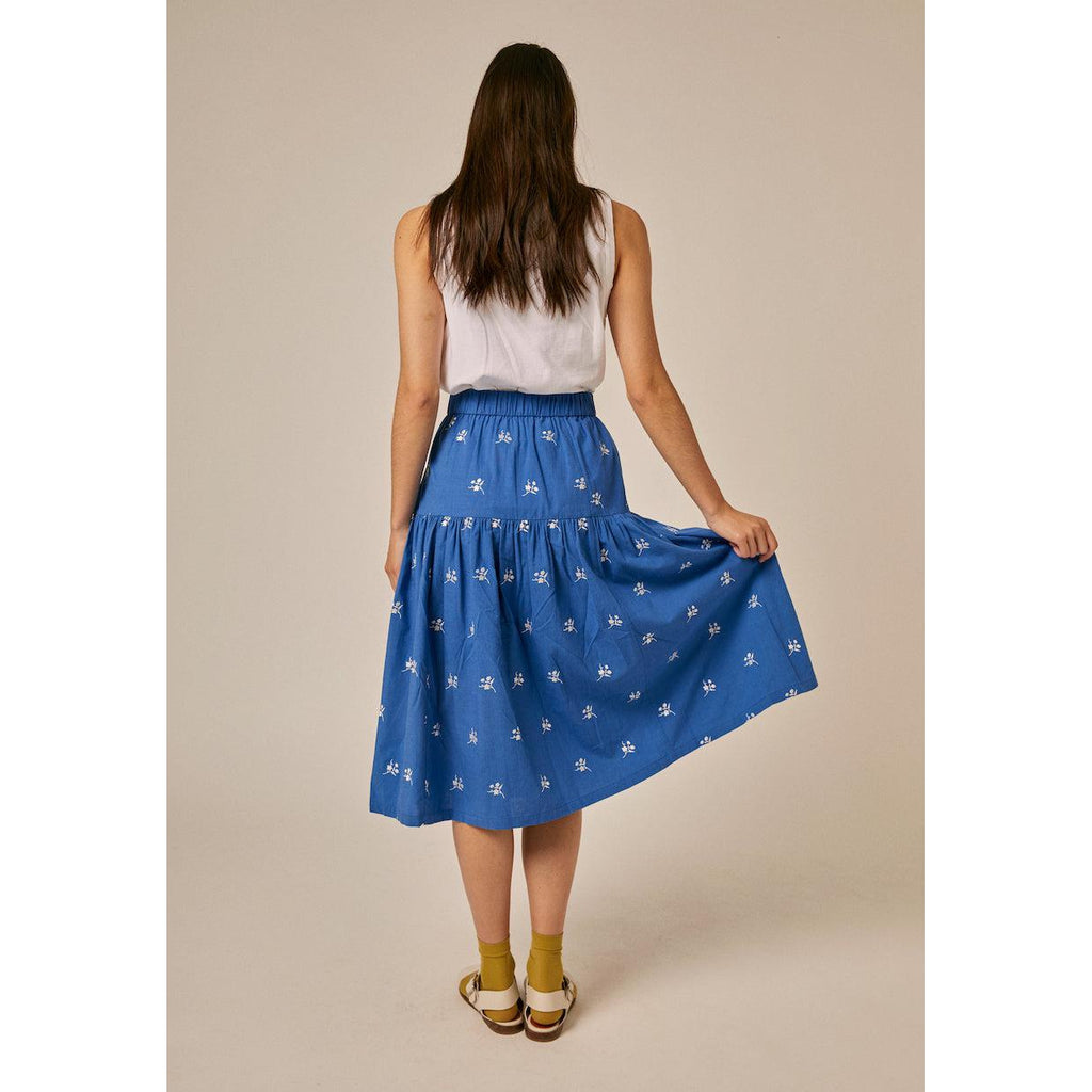 Sideline - Lia embroidered blue skirt - women | Scout & Co