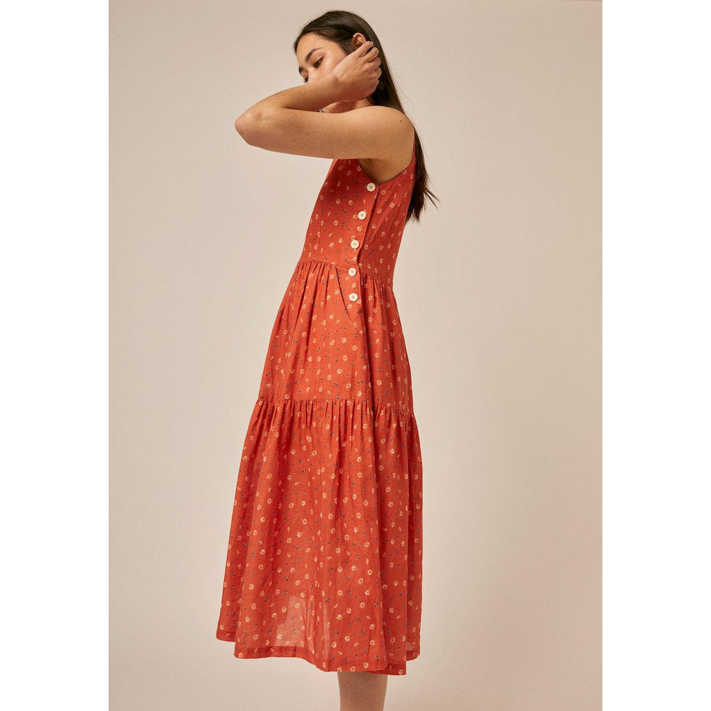 Sideline - Gaia orange floral print dress - women | Scout & Co
