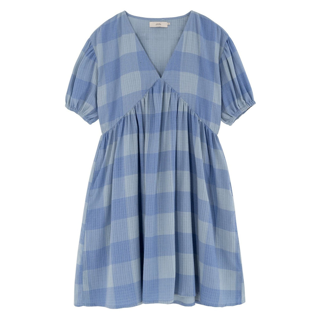 Tiny Cottons Woman - The Tiny Big Sister - Check V-neck dress - blue | Scout & Co