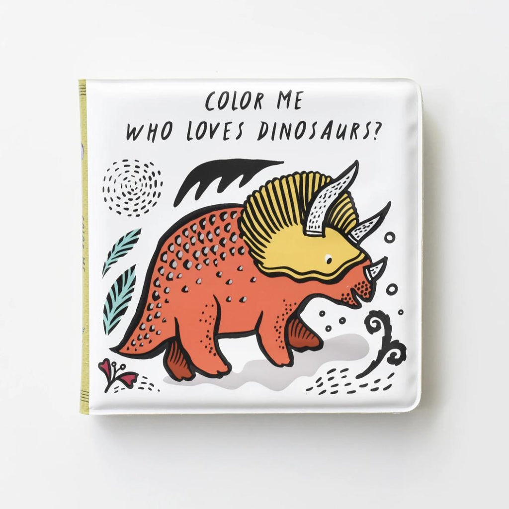 Wee Gallery - Colour Me: Who Loves Dinosaurs? bath book | Scout & Co