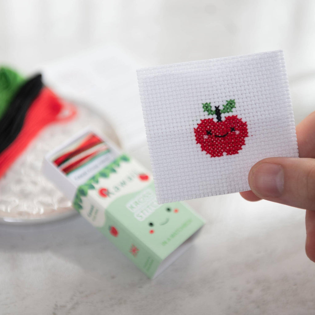 Kawaii Apple Mini Cross Stitch Kit In A Matchbox | Scout & Co