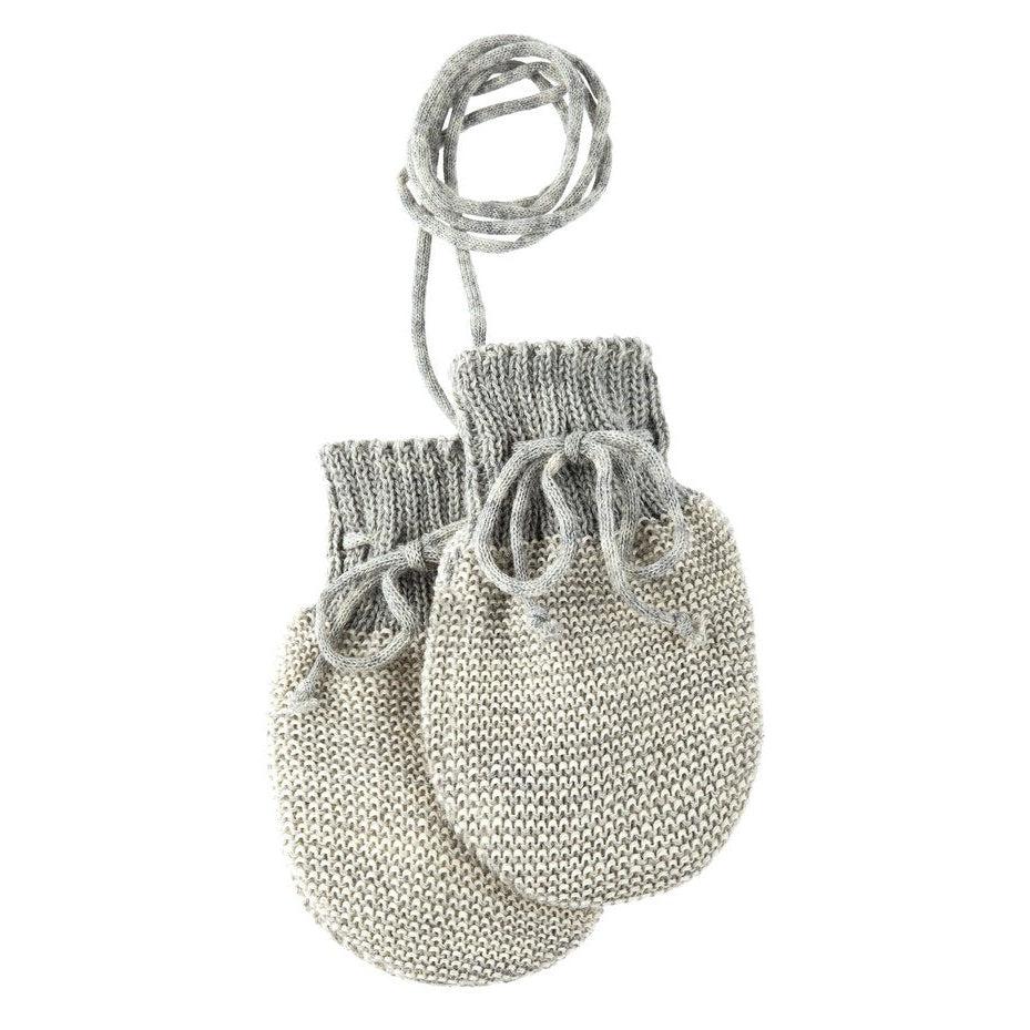 Disana - Baby knitted mittens - Grey / Natural | Scout & Co