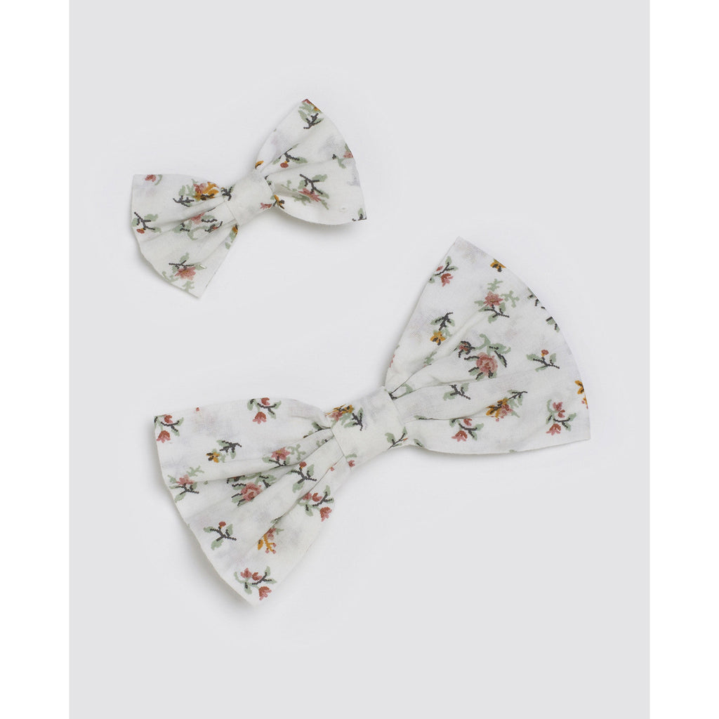 Little Cotton Clothes - Small hair bow - Cross Stitch Rose Floral | Scout & Co