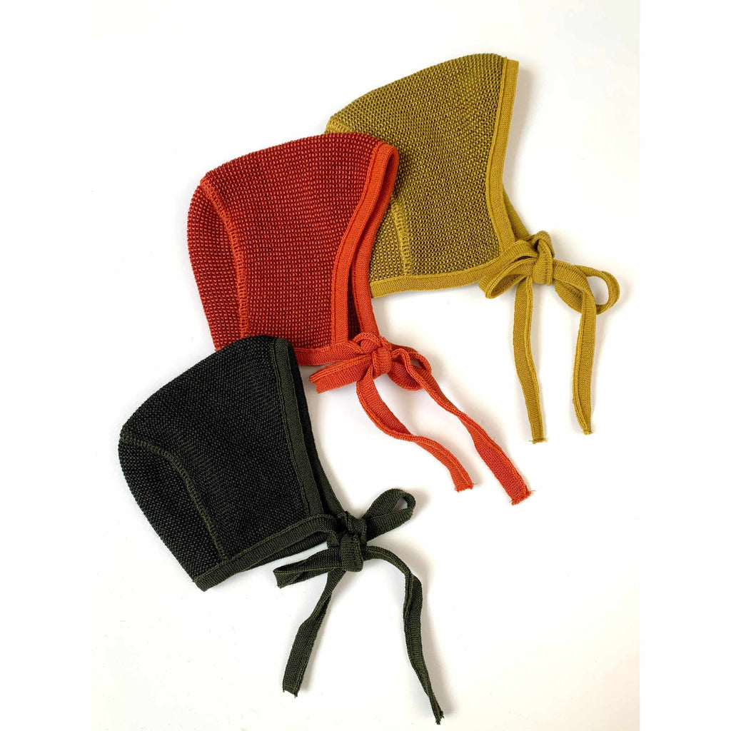 Disana - Baby knitted bonnet hat - Orange / Bordeaux | Scout & Co