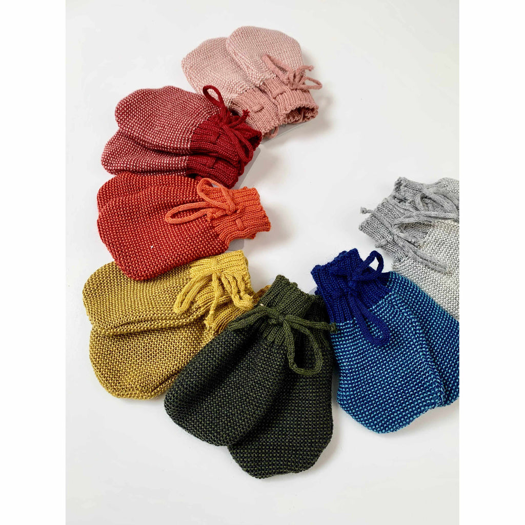 Disana - Baby merino wool knitted mittens - Navy / Lagoon | Scout & Co